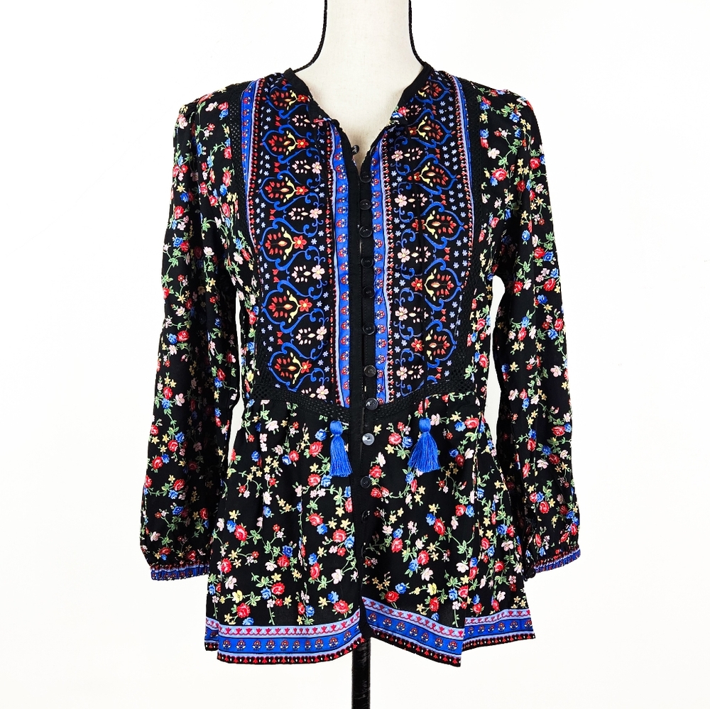 🦋LAST🦋 NWT Tulle and Batiste Sharon Boho Blouse, Moonless Black, Size Small
